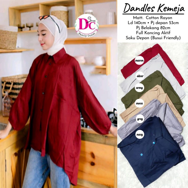 Dandles Kemeja Oversize Katun Rayon / Blouse Rayon Jumbo