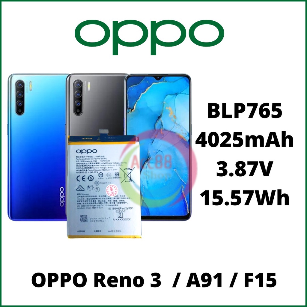 Batre Battery Baterai Original Oppo BLP765 A91 / F15 / Reno 3