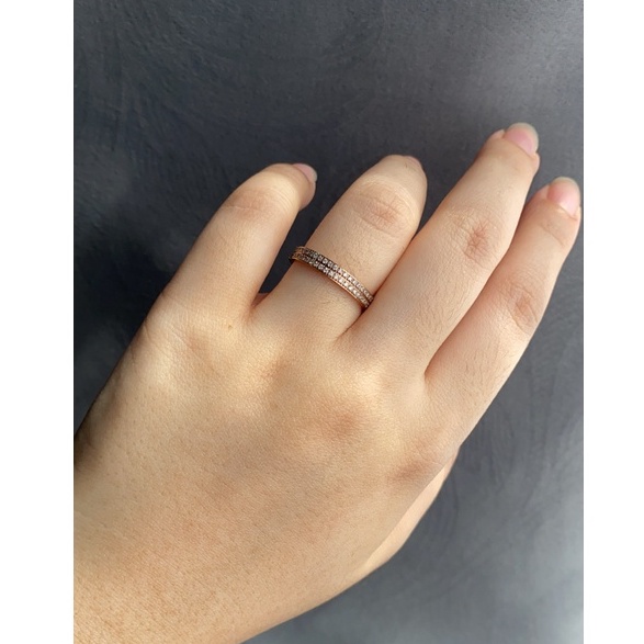 SALE / OBRAL Cincin Titanium Mini Korea Wanita fashion CK045 warna rose gold motif double permata