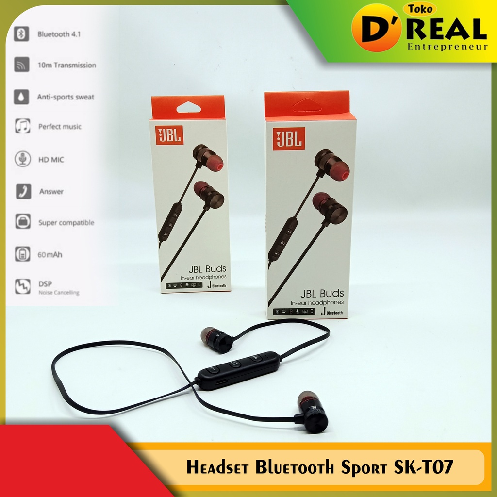 Handsfree Headset Earphone Bluetooth Sport SK-T07 / Headset Bluetooth Murah Berkualitas