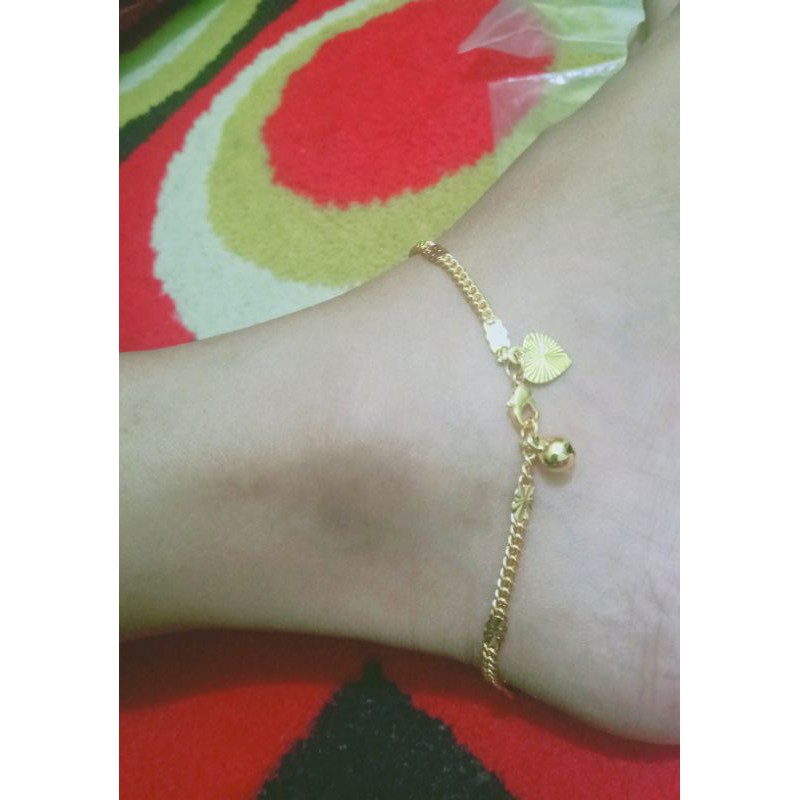 gelang kaki rantai pipih kombi lapis emas 24k