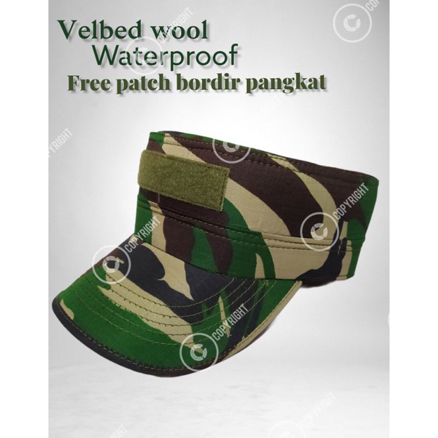 Pilkep komando velbed wool/topi komando wool/topi velbed waterproof