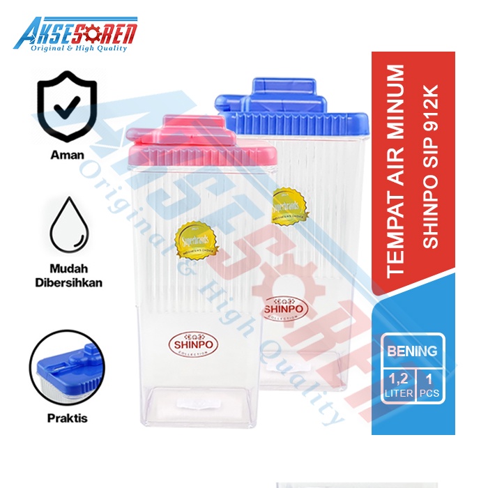 Tempat Air Minum Kulkas Shinpo [SIP 912 K/1.2 Liter] / Shinpo Bottle Plastic / Wadah Air Es 1 Liter 