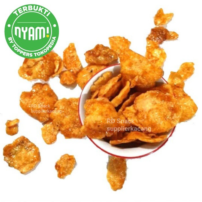 

Terbaru 500gram (1/2kg) Keripik Emping Pedas Manis Utuh mekar tipis ( Balado ) Diskon