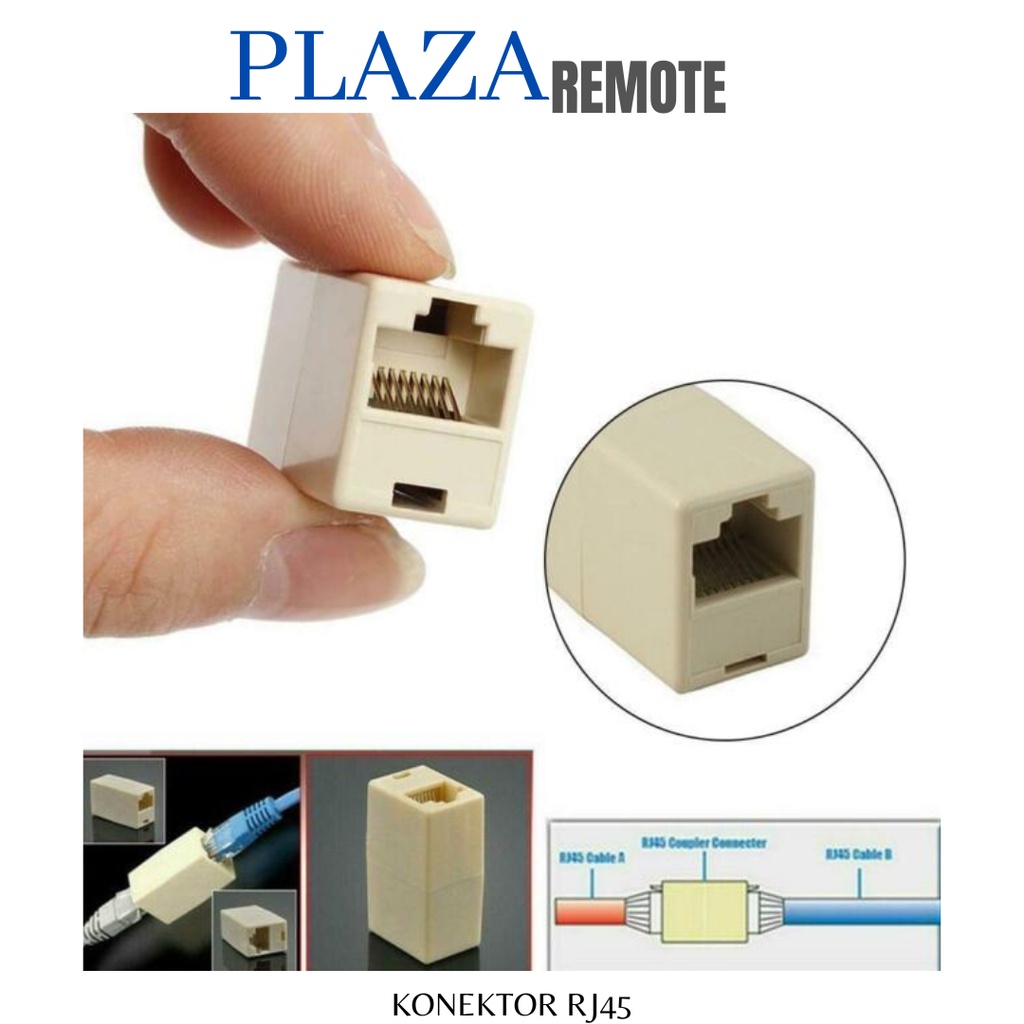 BAREL KONEKTOR RJ45 LURUS CREAM CAT5 CAT5S CAT6 COUPLER FEMAIL TO FEMAIL