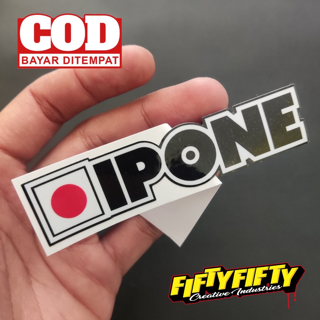 Stiker Print Cut IPONE Stiker Printing Laminasi Glossy Stiker Motor Mobil Helm Sudah Membentuk Pola Desain