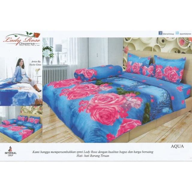 Sprei Lady Rose 180x200 Aqua