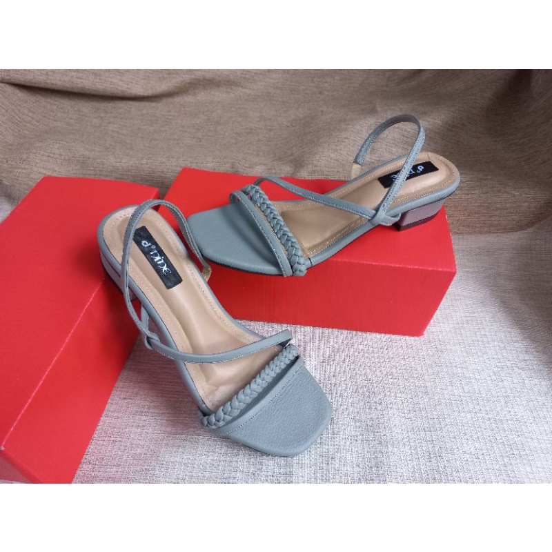 d'NINE ST 10 Sandal wanita sandal heels hak 3cm variasi kepang