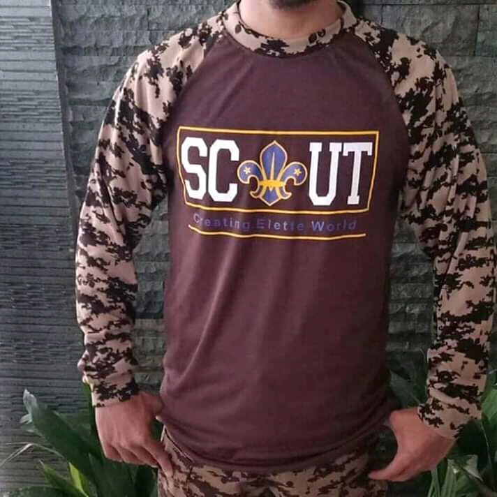 Kaos Scout Pramuka Loreng Kombinasi Reglan Lengan Panjang