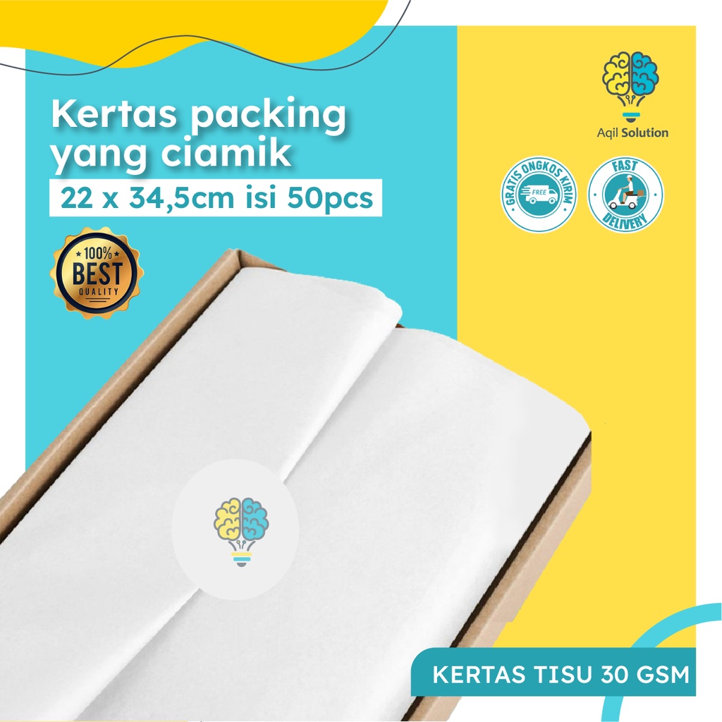 (22x34,5= 50pcs) 30gsm Kertas Tisu Tissue Paper Kertas Baju Dorslag Glos Perlengkapan Packing By Aqilsolution