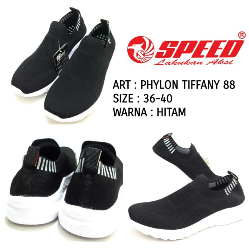 SEPATU SLIP ON CEWEK SPEED PHYLON TIFFANY 88 WARNA HITAM PUTIH SEPATU KASUAL CEWEK TERMURAH