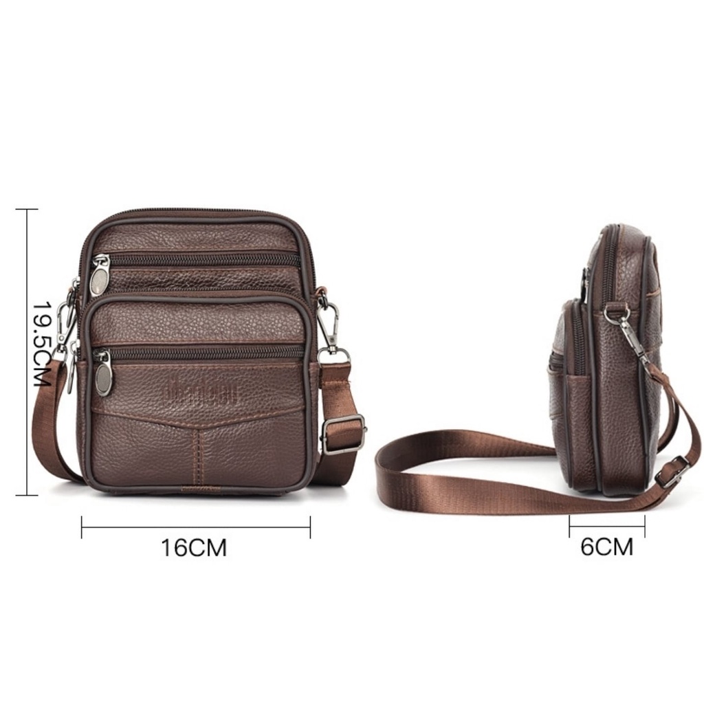 TAS SELEMPANG PRIA BISA PINGGANG KULIT TA574B7 COKLAT AZADO FASHION IMPORT SLING BAG BRANDED COWOK MURAH KEREN LAKI PREMIUM KEKINIAN SIMPLE KOREA BATAM