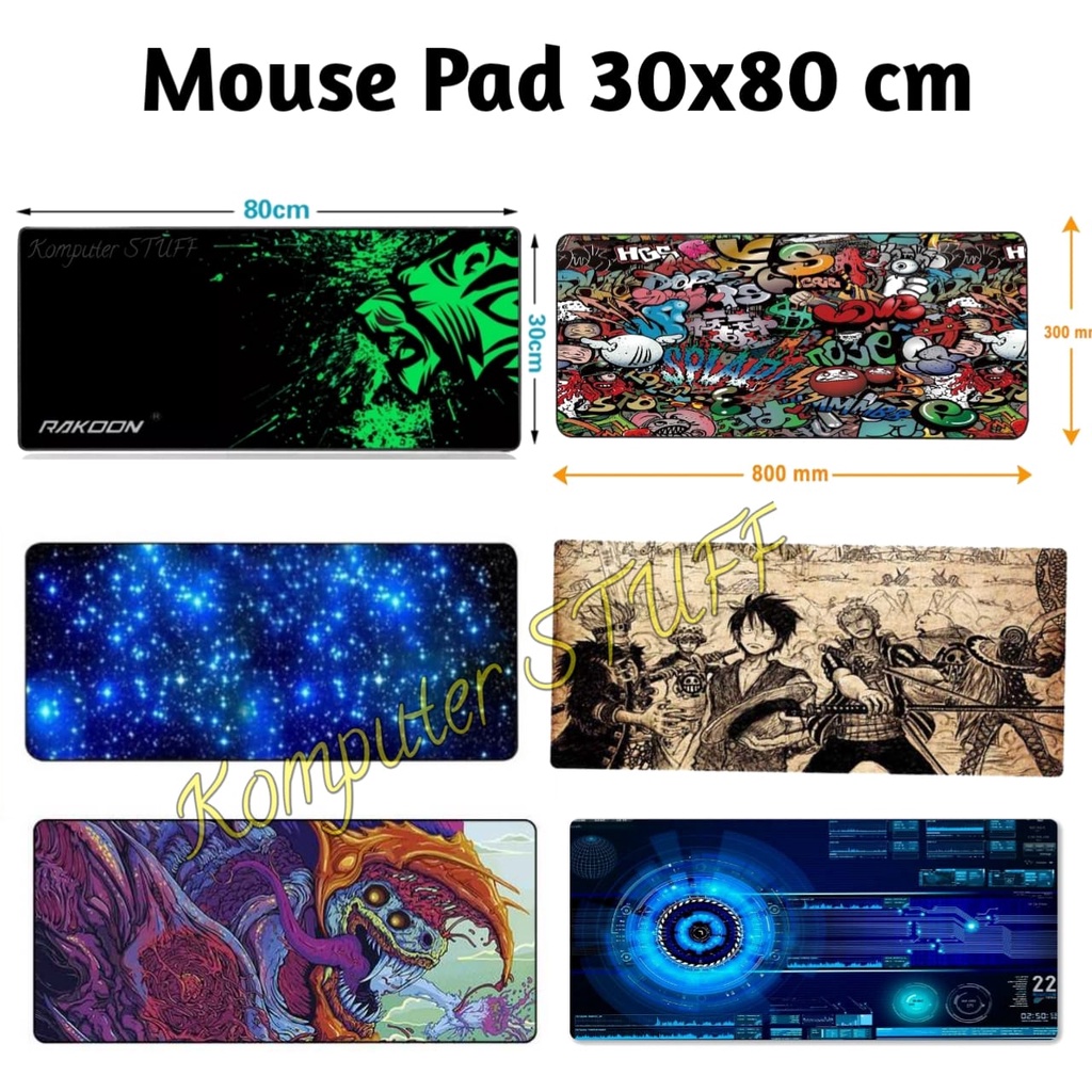 Mouse Pad XL Gaming Matras Meja Besar 30 x 80 cm Bahan Soft, Anti Slip All Model