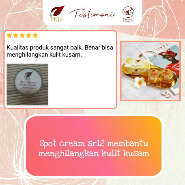 SR12 Spot Essence Cream - Krim Penghilang Flek Hitam - Noda Wajah - Bekas Jerawat - Pencerah Wajah Kusam - Aman BPOM