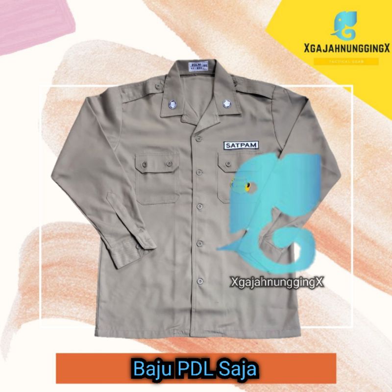 Kemeja PDH Satpam Coklat Terbaru Atasan Baju PDH Security Cokelat American Drill Berkualitas Bandung