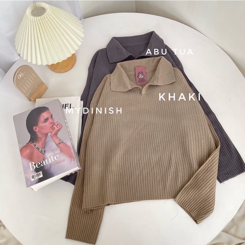 AFI - EC - RJT Geani Crop Blouse Atasan Wanita Berkerah Polo