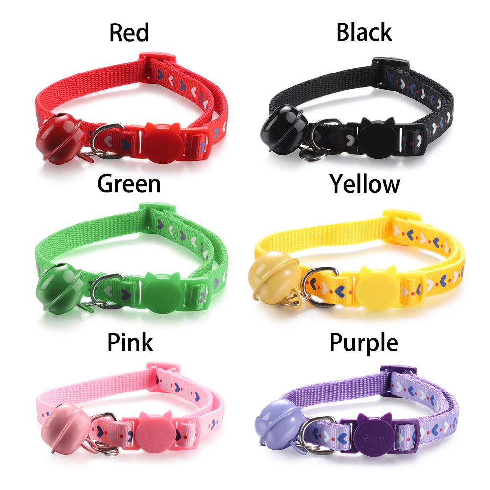 SUYOU Adjustable Dog Collar Puppy Love Heart Cat Collars Pet Supplies Buckle Cat Accessories Bell Pendant Kitten Necklace/Multicolor