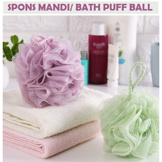 SPONS MANDI SHOWER PUFF SPON JARING MANDI RAINBOW BATH BALL BODY CARE