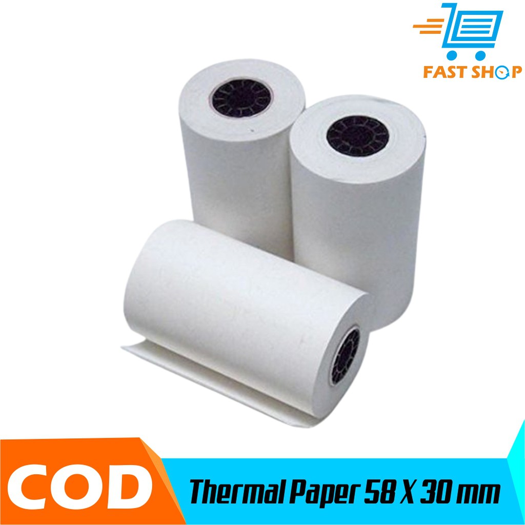 Thermal Paper 58 X 30 mm 10 Roll Kertas Struk Untuk ATM Printer Zjiang