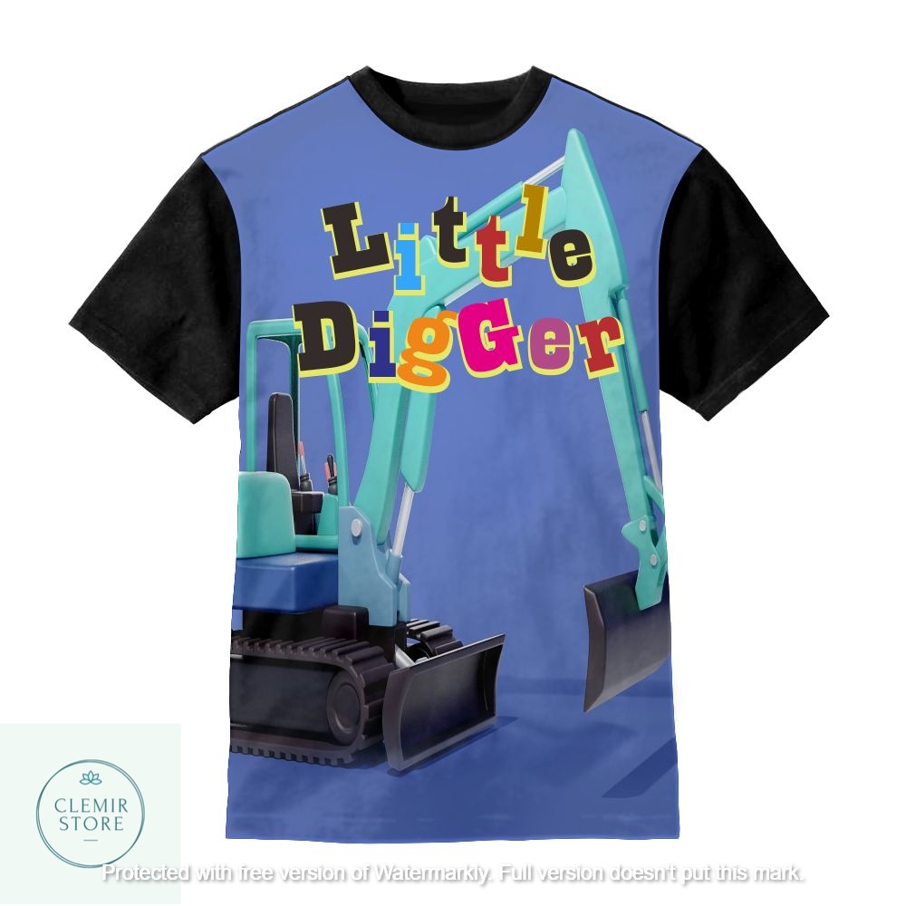 Kaos 3D Anak | Baju Printing - Baju Kaos 3D Anak Excavator (Escavator-Little-Digger) Untuk Usia 1-12