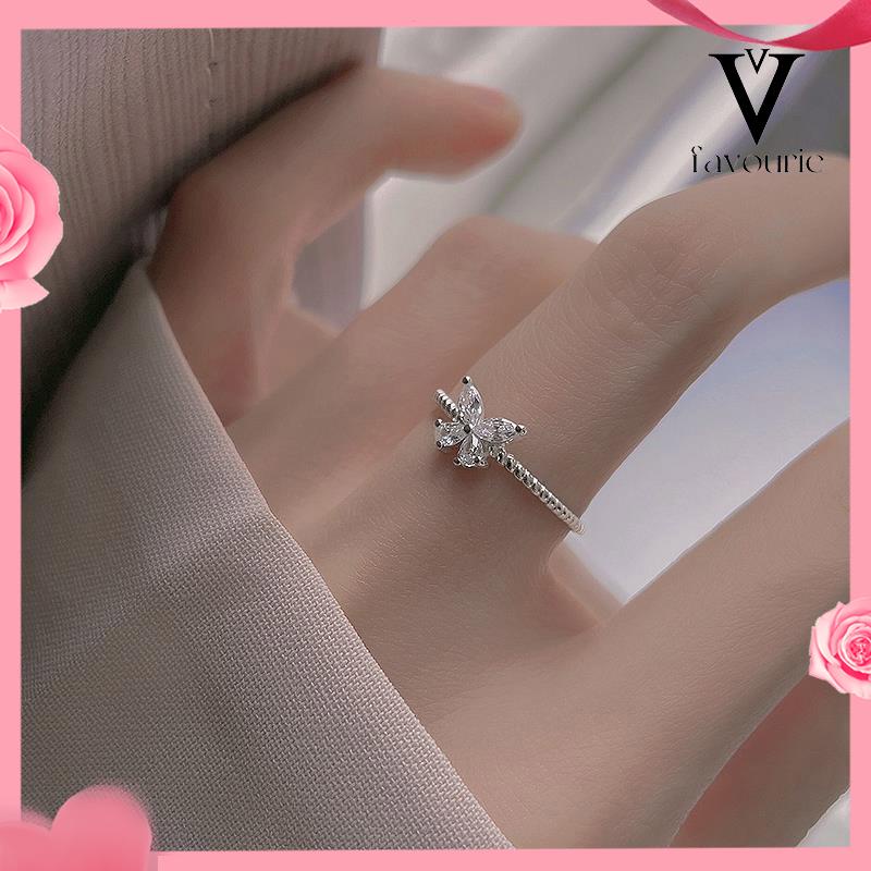 [COD]Cincin Kupu-Kupu Berlian Flash Cincin Jari Telunjuk Fashion Wanita Sederhana-FA