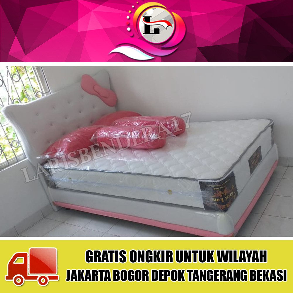 Spring Bed Karakter HELLO KITTY Full | Set Kasur Full - Pink Putih