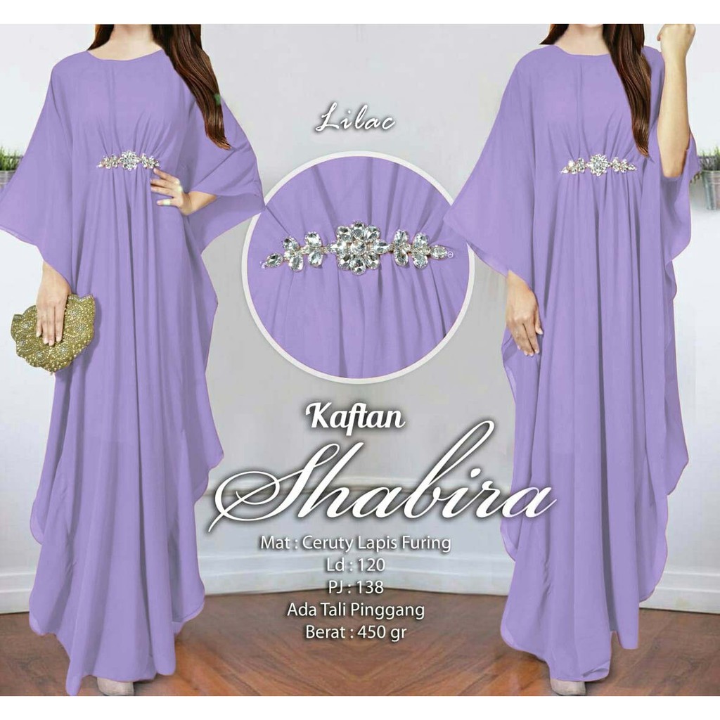 Arnis Shabira Kaftan Original Busui Friendly Ceruty Babydoll-Lilac