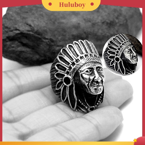 Hu Hu Hu Hu Hu Alat Bantu Pasang Kacamata♡ Cincin Vintage Gaya Punk Desain Kepala Suku Indian Bahan Alloy Untuk Priawanita