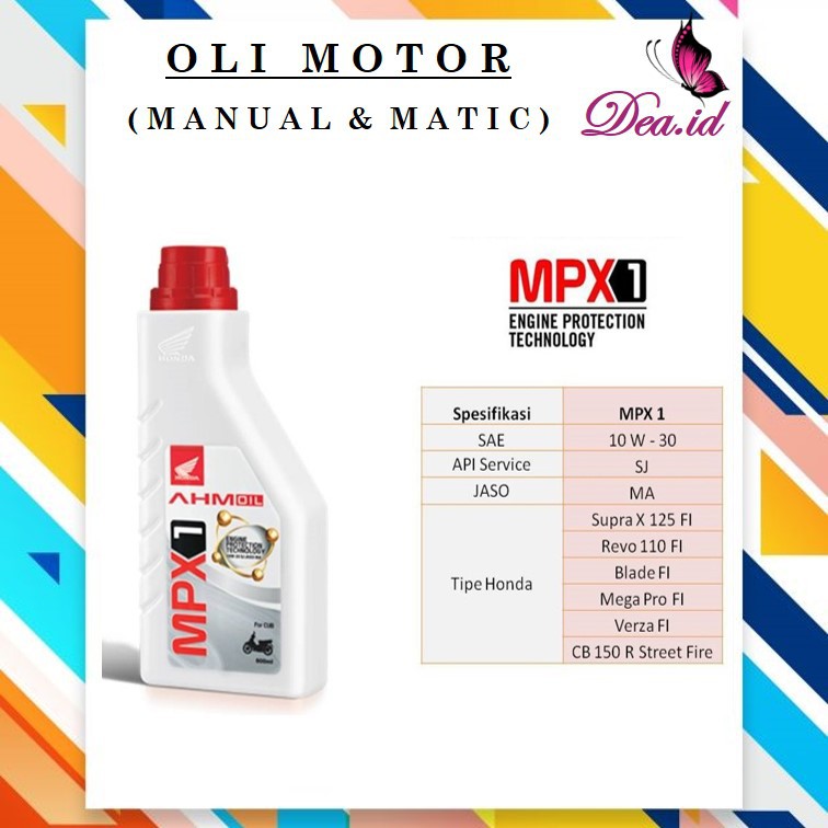 [DEASHOP] OLI MOTOR MPX 1 ORIGINAL - OLI AHM MPX 1 ORIGINAL 100 % - 0,8 LITER