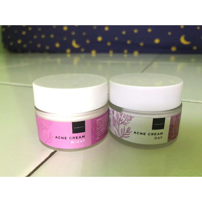 [ORI] PAKET 2in1 KRIM PAGI MALAM ANTI JERAWAT SCARLETT | Scarlett Acne Day and Night Cream