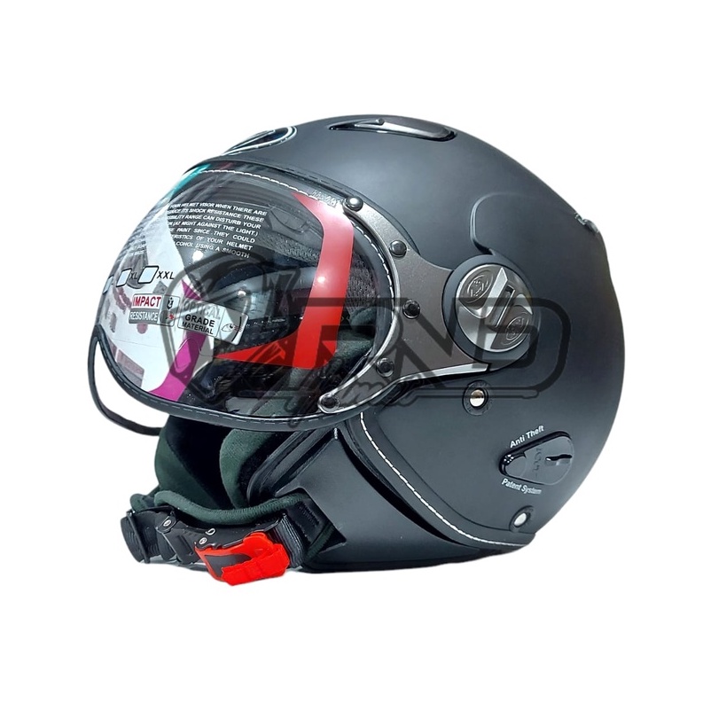 Helm KYT Elsico Hitam Doff Half Face Retro Classic SNI DOT