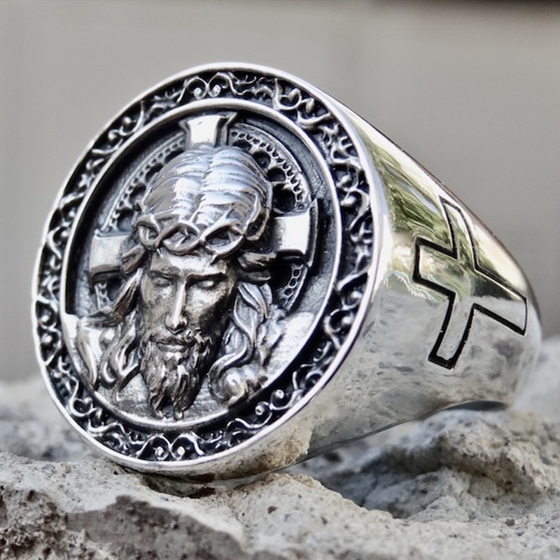 Cincin Desain Salib Yesus Gaya Punk Eropa Amerika Untuk Pria