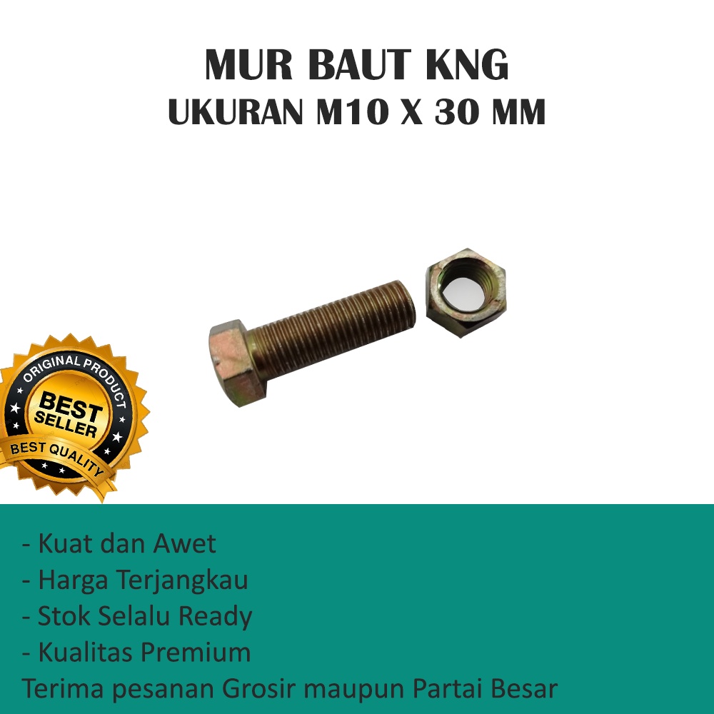 MUR BAUT UKURAN M10 X 30 MM KNG MURAH (HARGA PER 10 PCS)