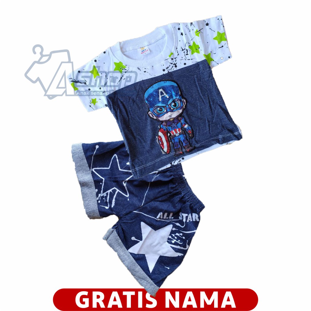 Baju Bayi Setelan Kapten Amerika LED 0-18 Bulan