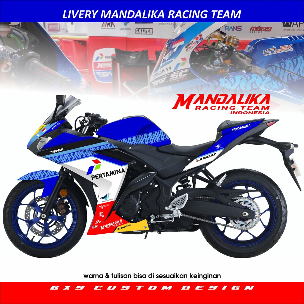 DECAL FULL YAMAHA R25 LIVERY MANDALIKA RACING TEAM SAG