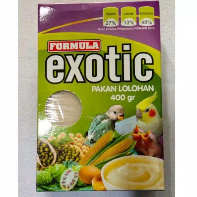 Exotic Bubur Pakan Lolohan Burung Kemasan Kardus 400gr Original