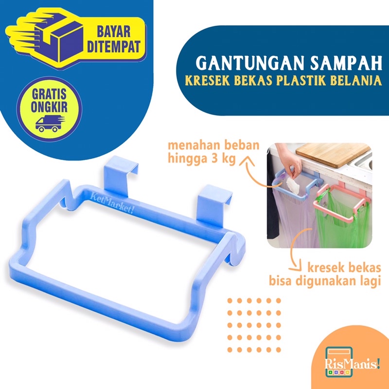 MINI HANGING BIN Gantungan Tempat Sampah Kecil Gantung Kresek Plastik Kantong Belanja Dapur Praktis