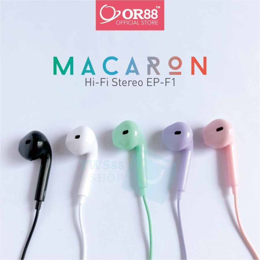 (TWS) Headset Handsfree Macaron Hi Fi Stereo OR88 type F1-0