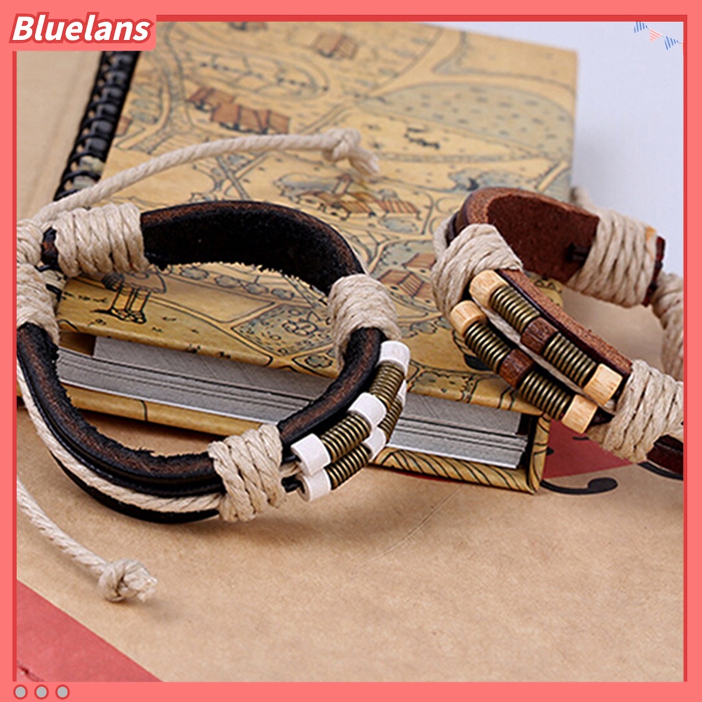 Gelang Multilayer Bahan Kulit Imitasi Gaya Punk Untuk Unisex