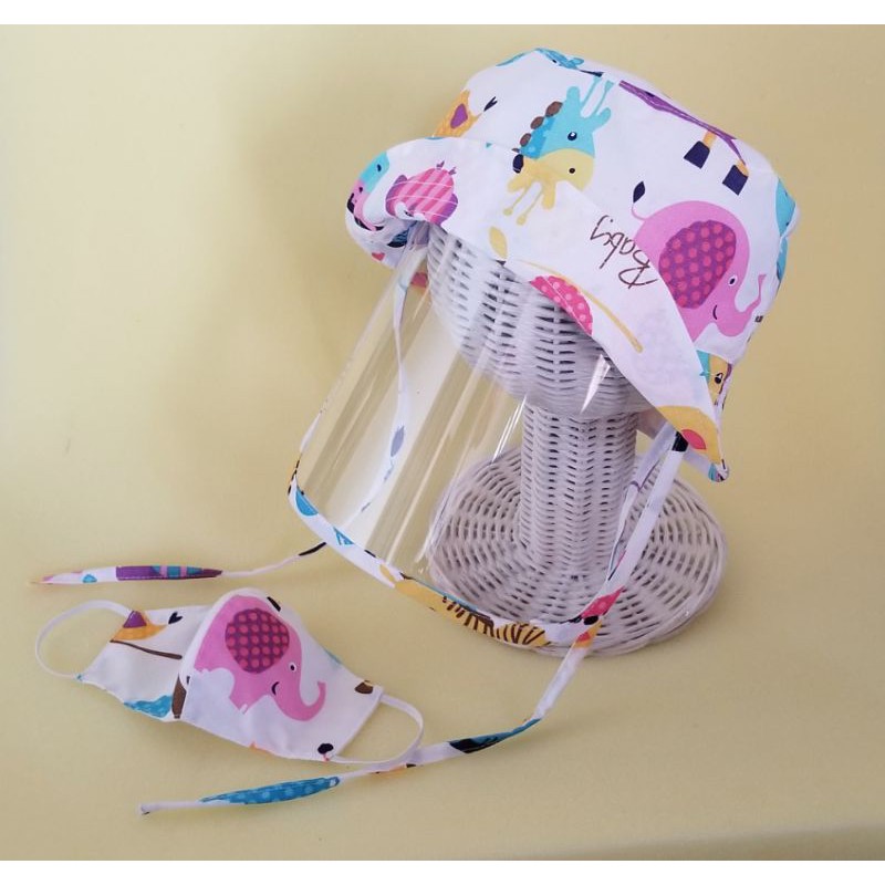 Topi Face shield bayi / Set Topi bucket faceshield