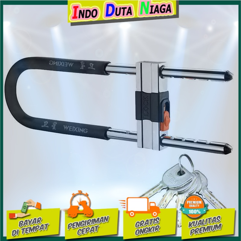 MEIXING U-Lock Gembok Panjang Velg Ban Motor Anti Maling 420mm - S659