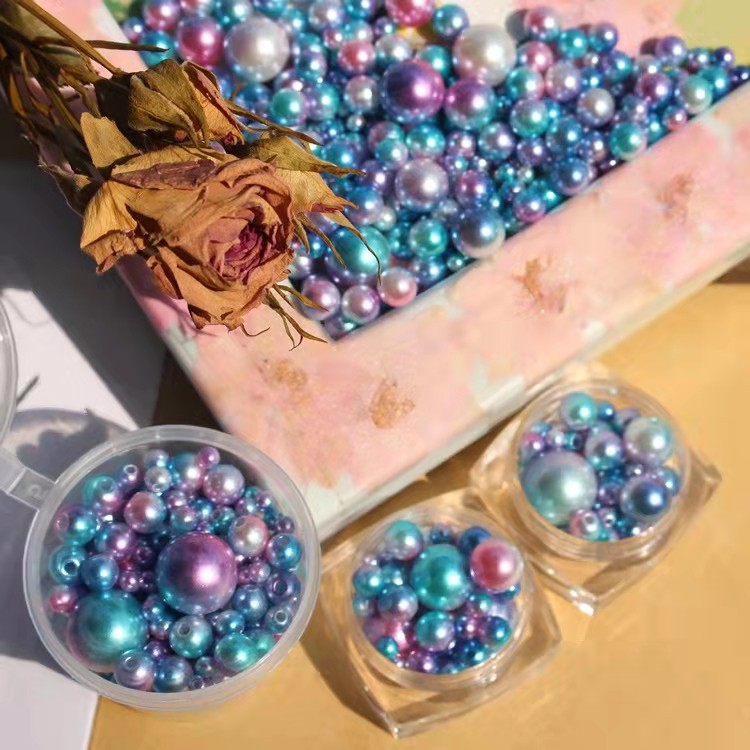 Manik-Manik Mutiara Imitasi Bahan Plastik Abs Warna Pelangi Uk 3-5mm Harga/200-500Pc