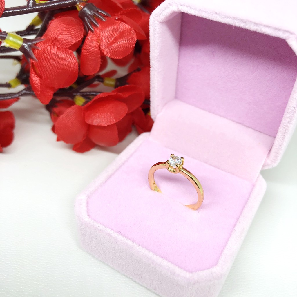 Cincin Solitaire Batu Berlian Imitasi Xuping Gold Lapis Emas - BR388