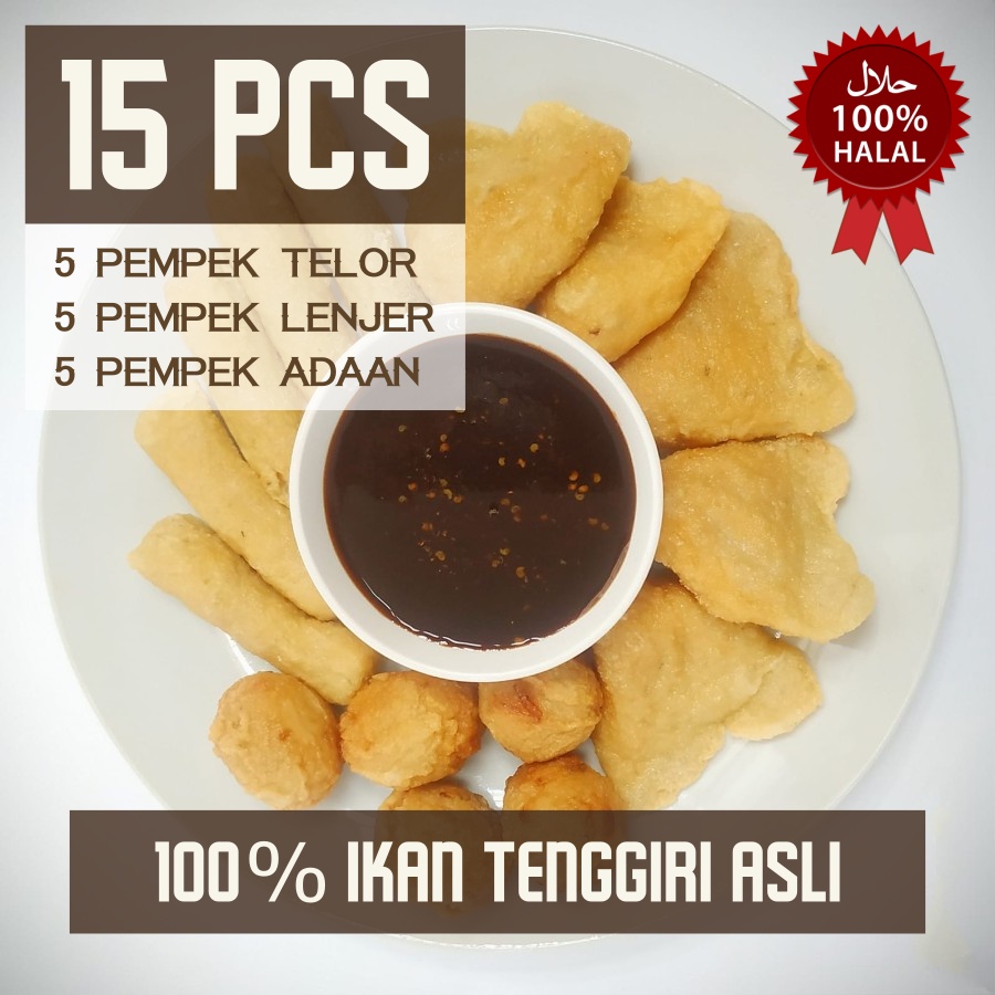 

Pempek Palembang | Frozen | Ikan Tenggiri Asli | Isi 15 pcs Campur | 5 Telor | 5 Lenjer | 5 Adaan