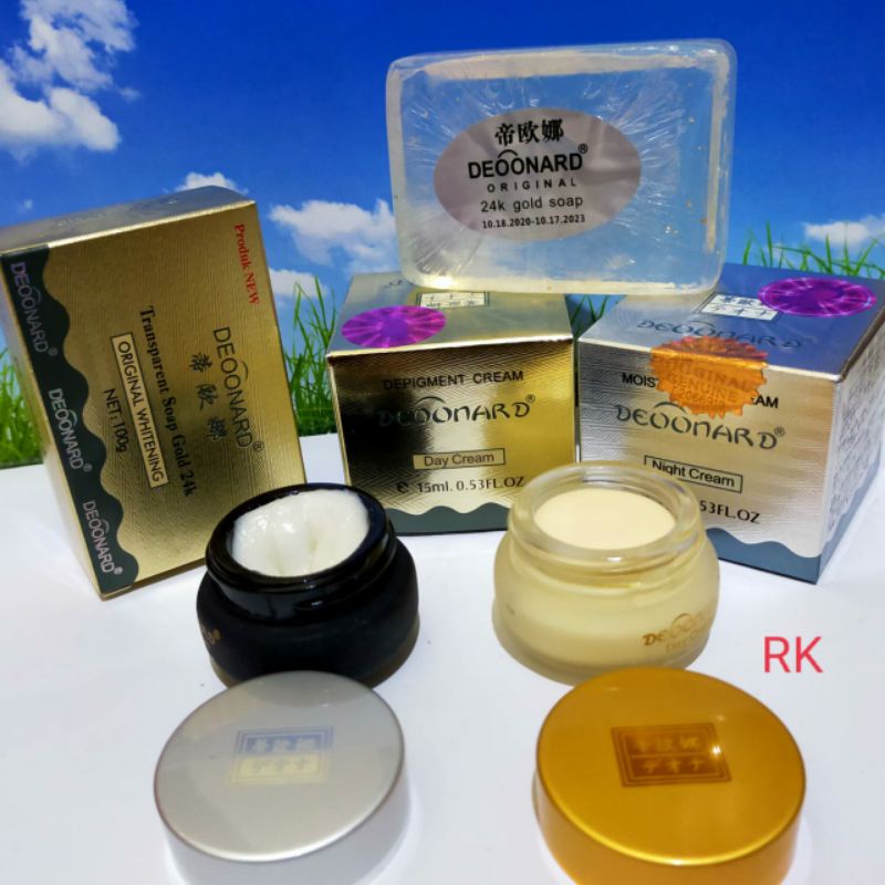 PAKET DEOONARD GOLD  CREAM SIANG+MALAM+SABUN