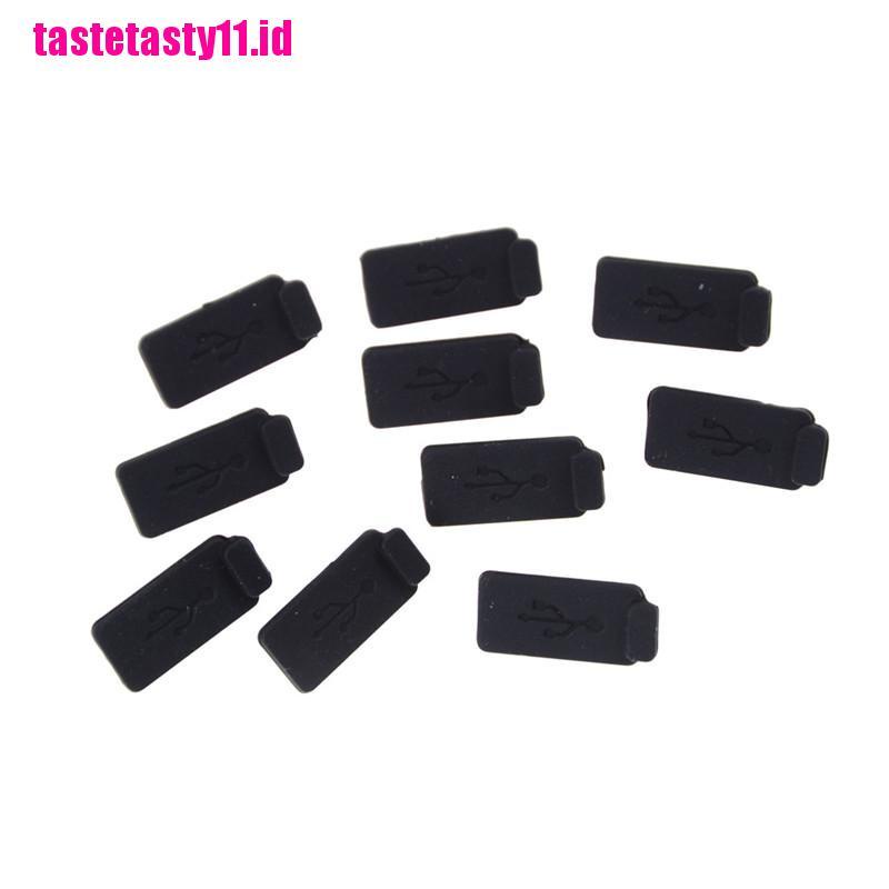 10 Pcs Plug USB Bahan Karet Silikon Lembut Warna Hitam Untuk PC Laptop