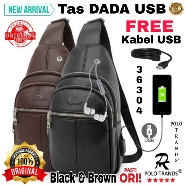 Polo Trands 36304 Tas Slempang/Selempang/Bahu/dada Kulit Pria/Wanita Import Original Branded