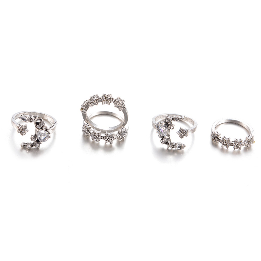 Hu Hu Hu Hu Hu Alat Bantu Pasang Kacamata♡ 5pcs Cincin Jari Bahan Alloy Aksen Berlian Imitasi Untuk Klub