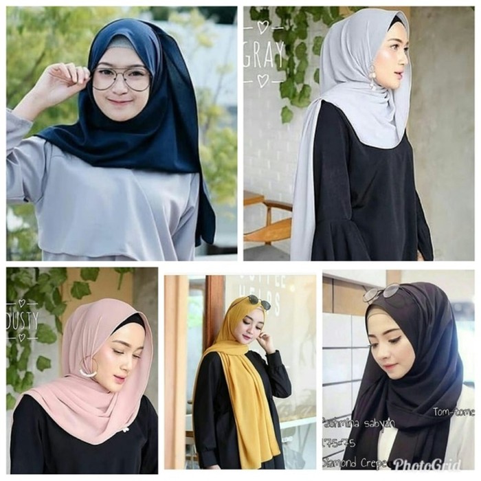 JILBAB PASHMINA NISA SYABAN BASIC / PASMINA BASIC POLOS DIAMOND CREPE ITALIANO / HIJAB TALITHA