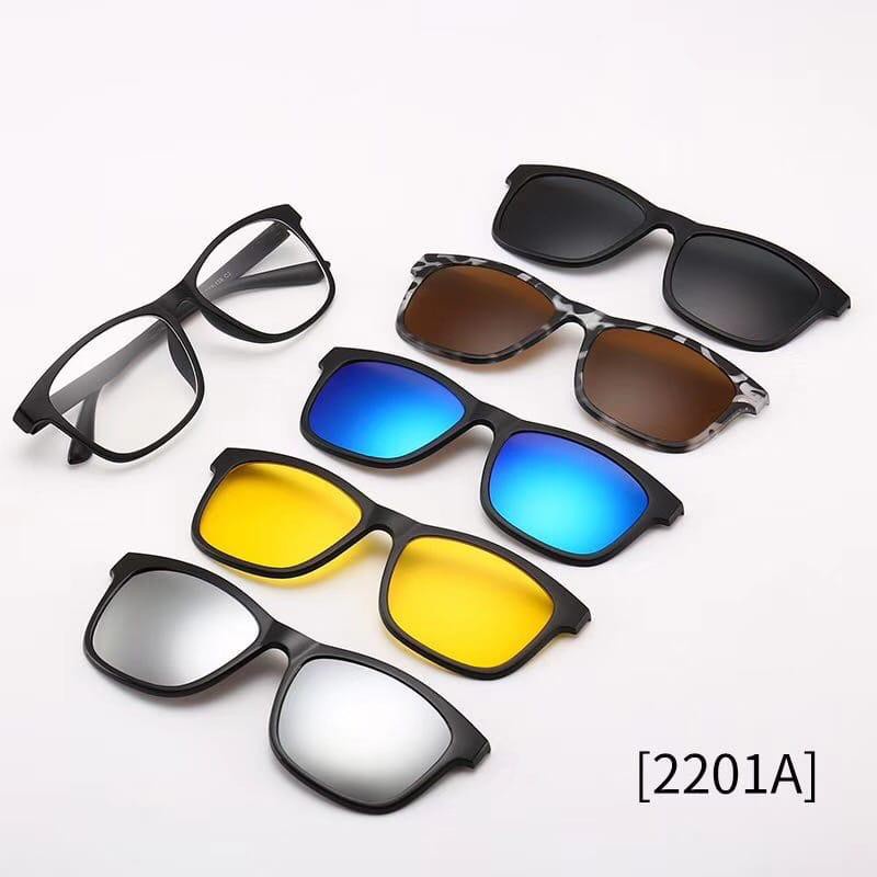 Termurah Kacamata Frame Sunglass Korea Pria Wanita ClipOn 5in1 2201A -2258-2218-2202-2256 Lensa Frame Gratis 5 Lensa Bisa Ganti Minus